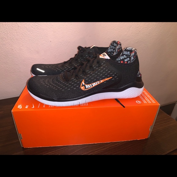 Nike Free RN 2018 Just Do It Black Orange Size 11